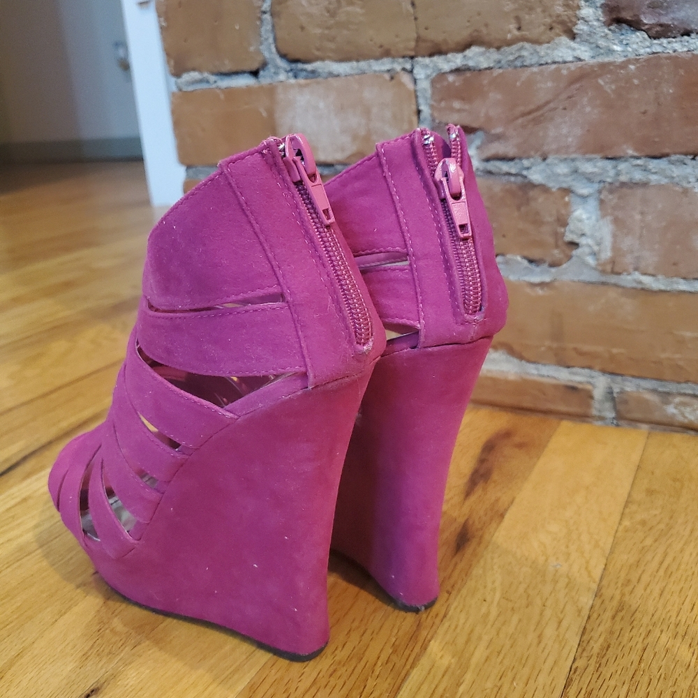 Pink Suede Wedges - Picture 4 of 5